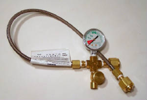 Aviation Oxygen CylinderTransfill Adapter w/Gauge & Pressure Release Valve